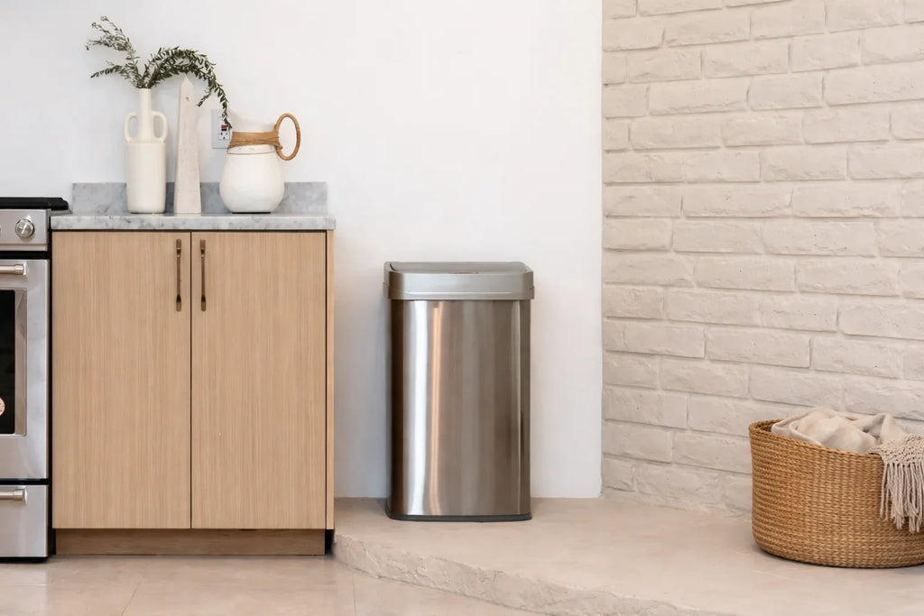 smart trash can in a modern home