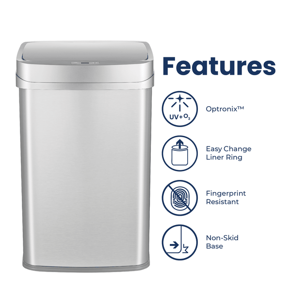 13 Gallon | Nova Series UV Odor Neutralizing Smart Trash Can | ONT-50-81