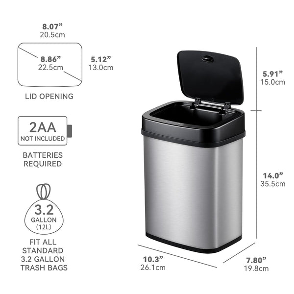 Motion Sensor Trash Can Set 13.2 Gallon & 3.2 Gallon | CB-DZT-50-13/12-5