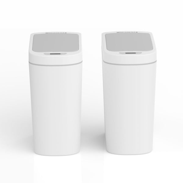 Ninestars 1.85 Gallon Trash Can, Plastic Motion Sensor Bathroom Trash Can, White