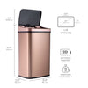 Rectangular Motion Sensor Trash Can 13.2 Gallon, Gold