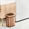 Ninestars Rectangular Motion Sensor Trash Can 3.2 Gallon, Gold for Living Room