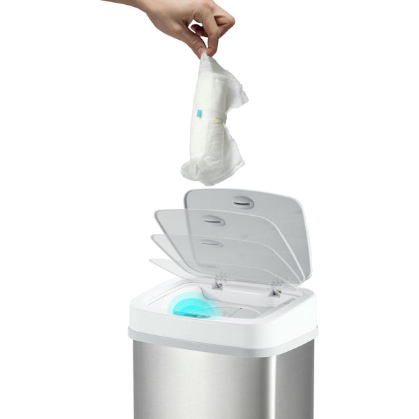 Odor Shield Infrared Motion Sensor Trash Can 4 Gallon para sa Silid-Tulugan at Opisina | NPT-15-1WH | NPT-16-1