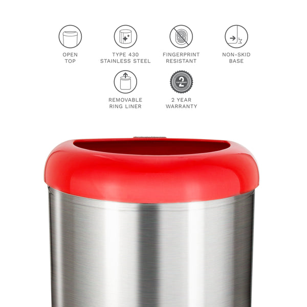 Semi-Round Open Top Trash Can 13 Gallon