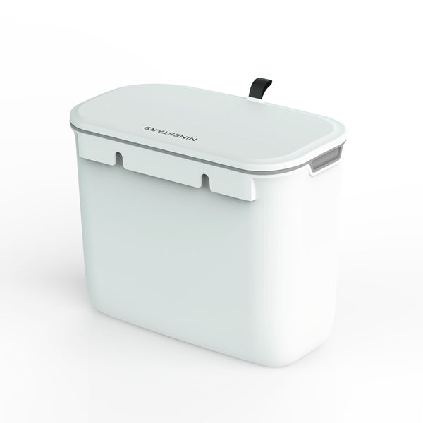 White Compact Trash Can for Countertops, Kitchen and Bathroom