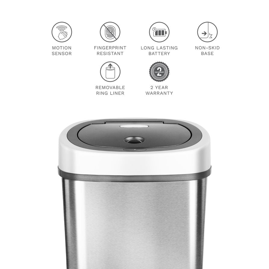 Touchless Motion Trash Can, 3.1 Gallon, White