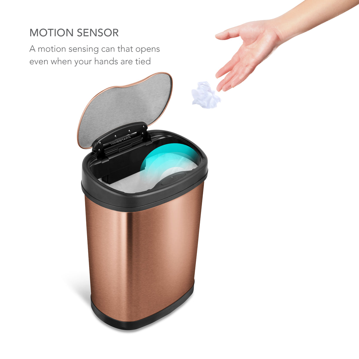 Touchless Motion Trash Can, 3.9 Gallon, Gold