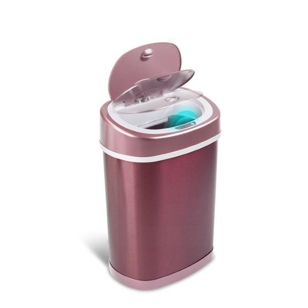 Oval Motion Sensor Trash Can 3.9 Gallon, Burgundy