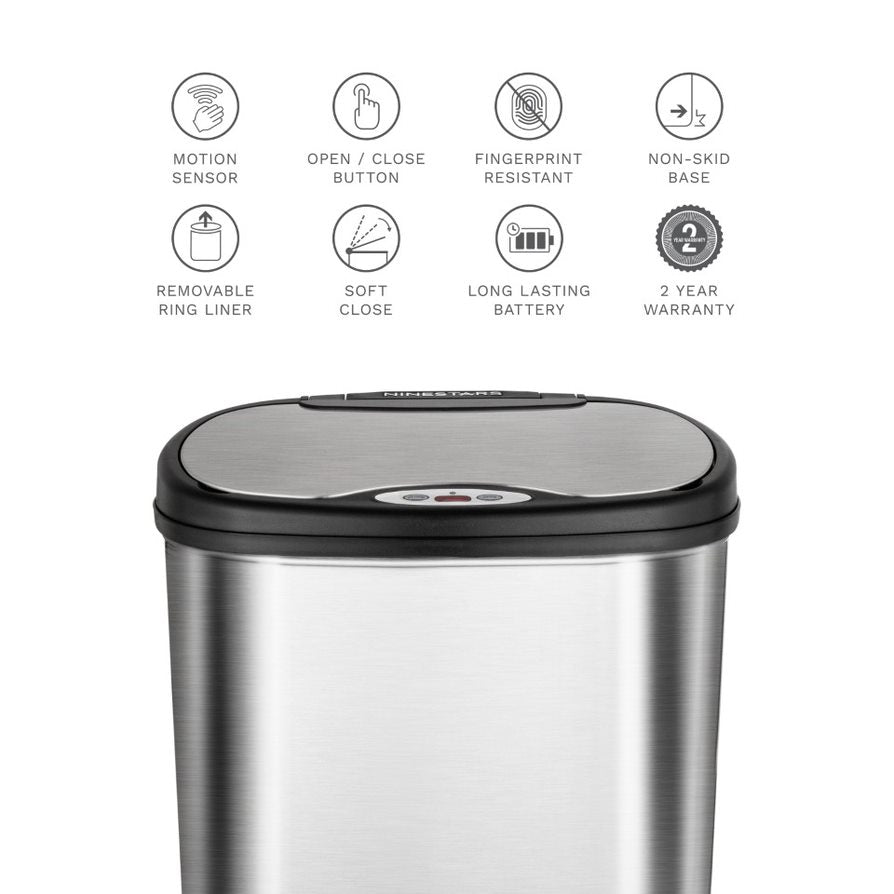 13 Gallon Kitchen Trash Can, Dual Removable Liners for Recycling and Trash