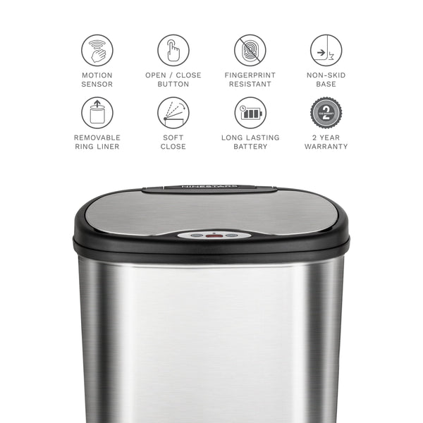 Rectangular Motion Sensor Trash Can 13.2 Gallon & 3.2 Gallon Kitchen, Living Room