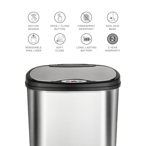 Ninestars Rectangular Motion Sensor Trash Can