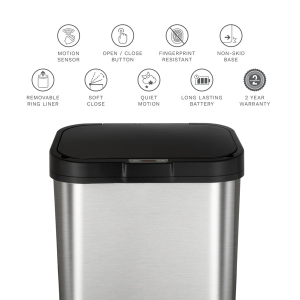 Ninestars Rectangular Motion Sensor Trash Can