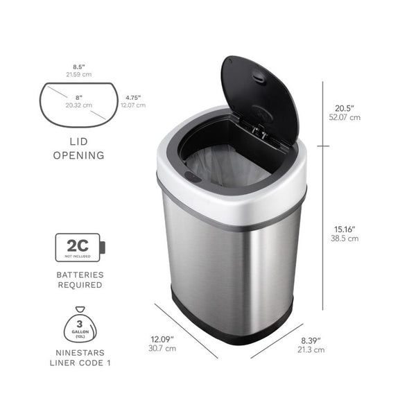 Rectangular Motion Sensor Trash Can 13.2 Gallon & 3.2 Gallon Kitchen