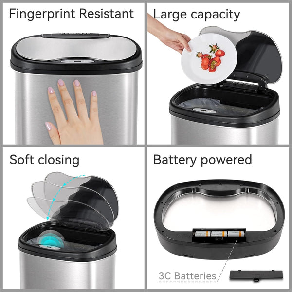 Motion Sensor Trash Can Set 13.2 Gallon & 3.2 Gallon | CB-DZT-50-13/12-5