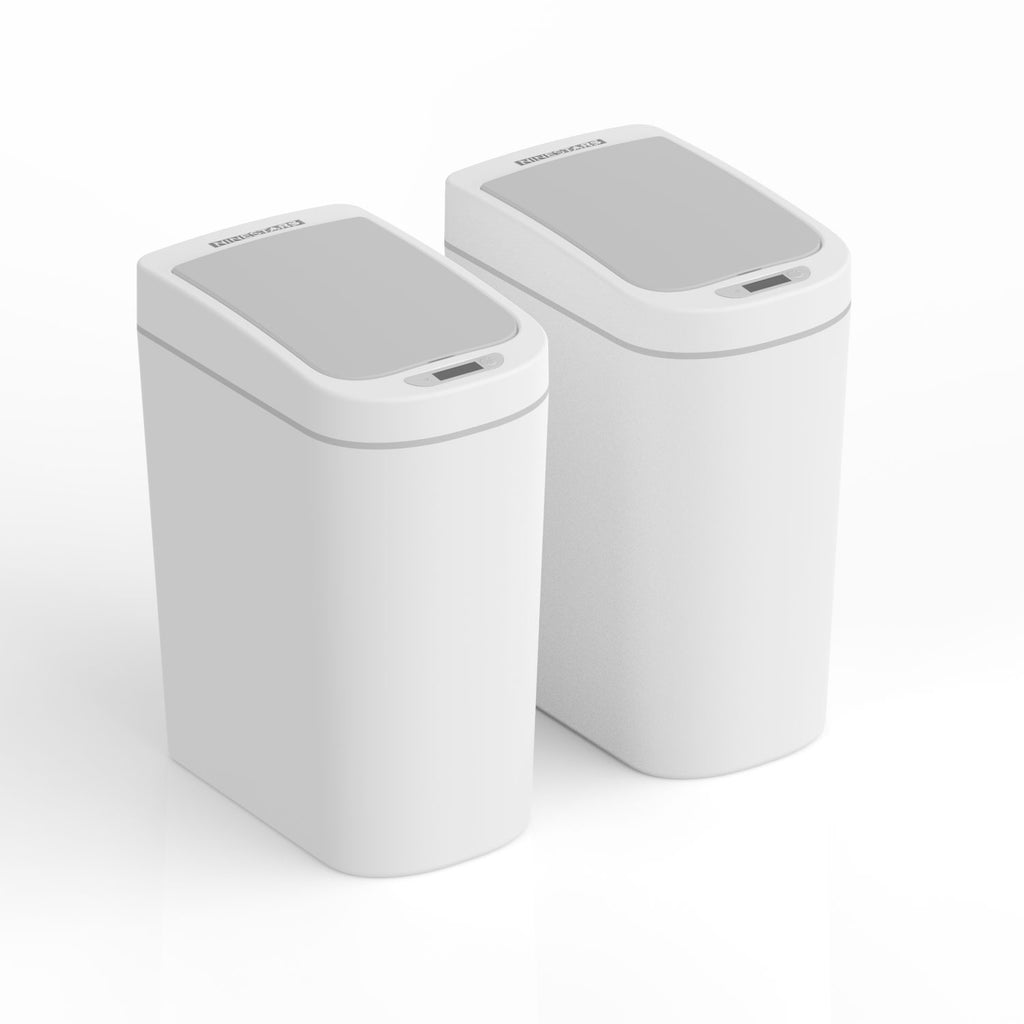 1.85 Gallon Trash Can, Plastic Motion Sensor Bathroom Trash Can, White