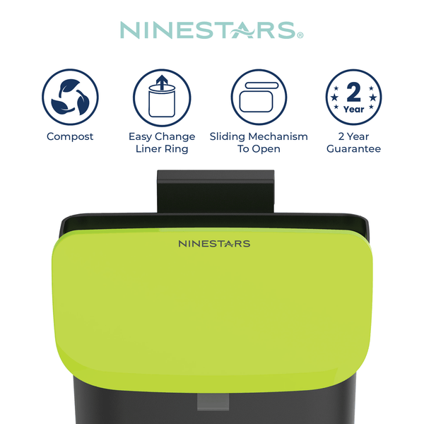 0.8 Gallon Countertop Compost Trash Bin & Hanging Trash Can, Black/Green | CCC-4-3S