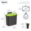 0.8 Gallon Countertop Compost Trash Bin & Hanging Trash Can, Black/Green | CCC-4-3S