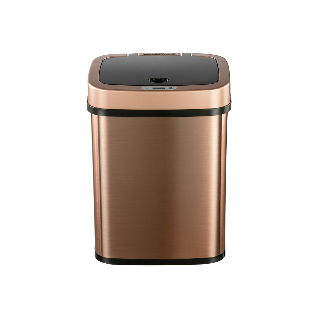 Rectangular Motion Sensor Trash Can 3.2 Gallon, Burgundy/Gold/Grey