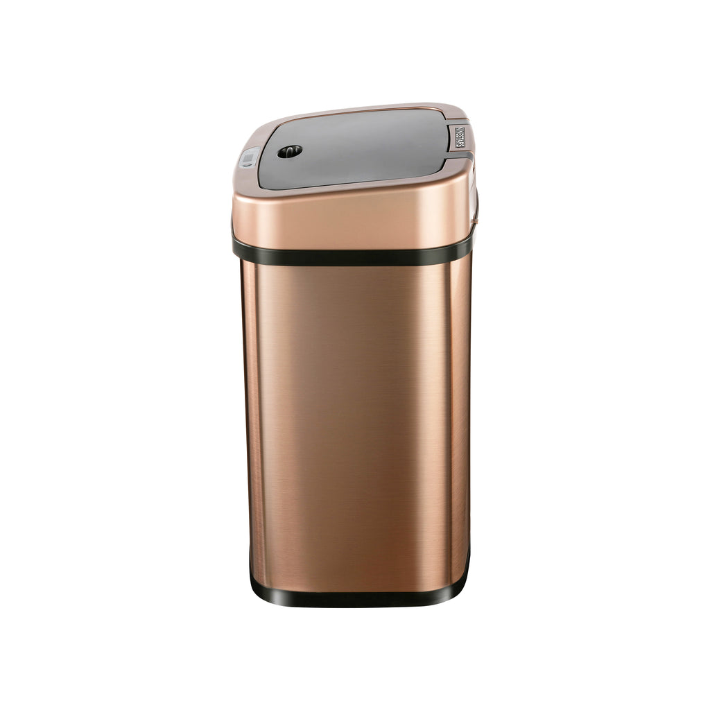 Rectangular Motion Sensor Trash Can 3.2 Gallon, Burgundy/Gold/Grey