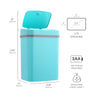 Rectangular Motion Sensor Trash Can 3.2 Gallon, Tea Blue