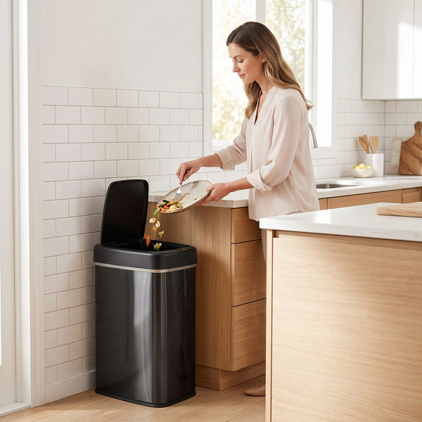 13 Gallon | Slim Hands-Free Motion Sensor Trash Can For Kitchens | DZT-50-16