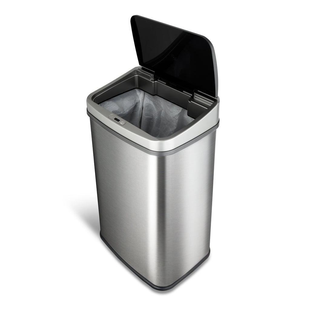 Rectangular Motion Sensor Trash Can 13.2 Gallon, Black/Silver/Grey/Burgundy