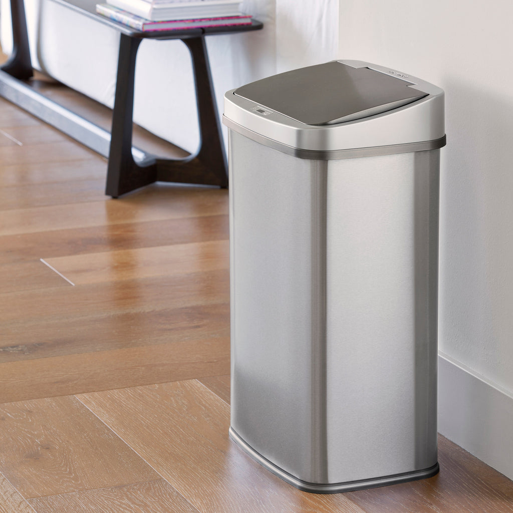 Rectangular Motion Sensor Trash Can 13.2 Gallon, Black/Silver/Grey/Burgundy