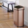 Rectangular Motion Sensor Trash Can 13.2 Gallon, Gold for Living Room