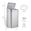 Rectangular Motion Sensor Trash Can 13.2 Gallon, Silver