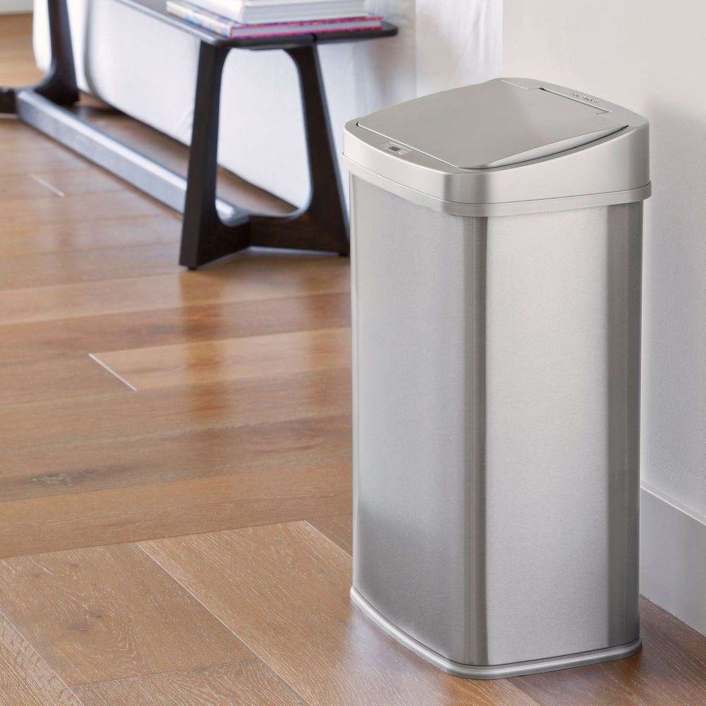 Rectangular Motion Sensor Trash Can 13.2 Gallon, Black/Silver/Grey/Burgundy