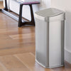 Rectangular Motion Sensor Trash Can 13.2 Gallon, Silver for Living Room