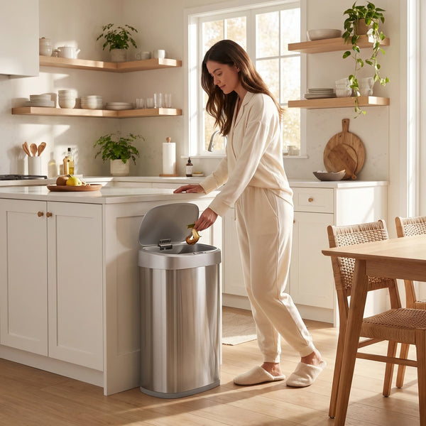 13 Gallon | Sleek Stainless Steel Sensor Trash Can with Soft-Close Lid | DZT-50-49