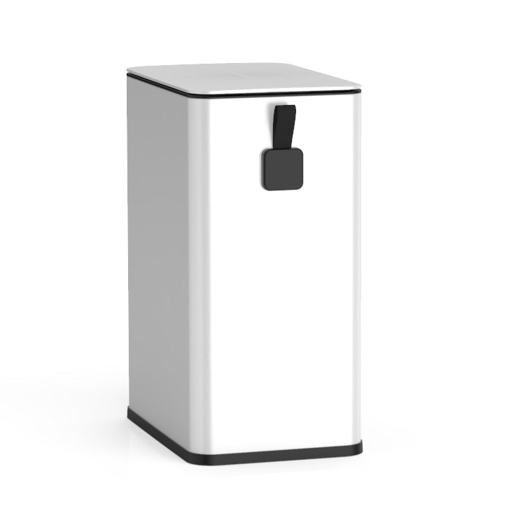 Step-On Trash Can 2.6 Gallon, Rectangular Shaped, White/Black