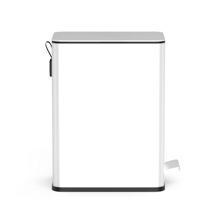 Step-On Trash Can 2.6 Gallon, Rectangular Shaped, White/Black