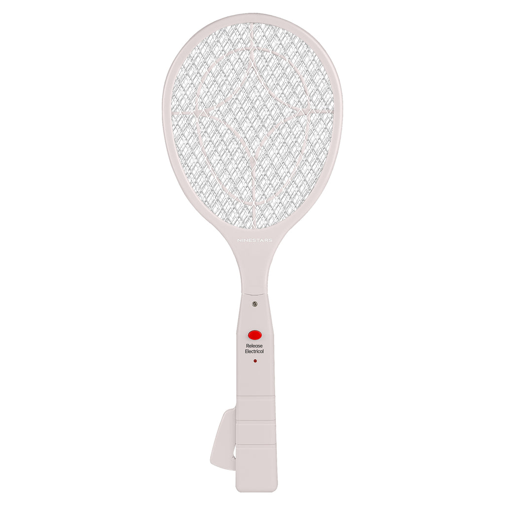 NINESTARS Battery-Free Electric Mosquito Fly Swatter, Ergonomic Design, Press-to-Charge, ABS Material, Triple-Layer Mesh