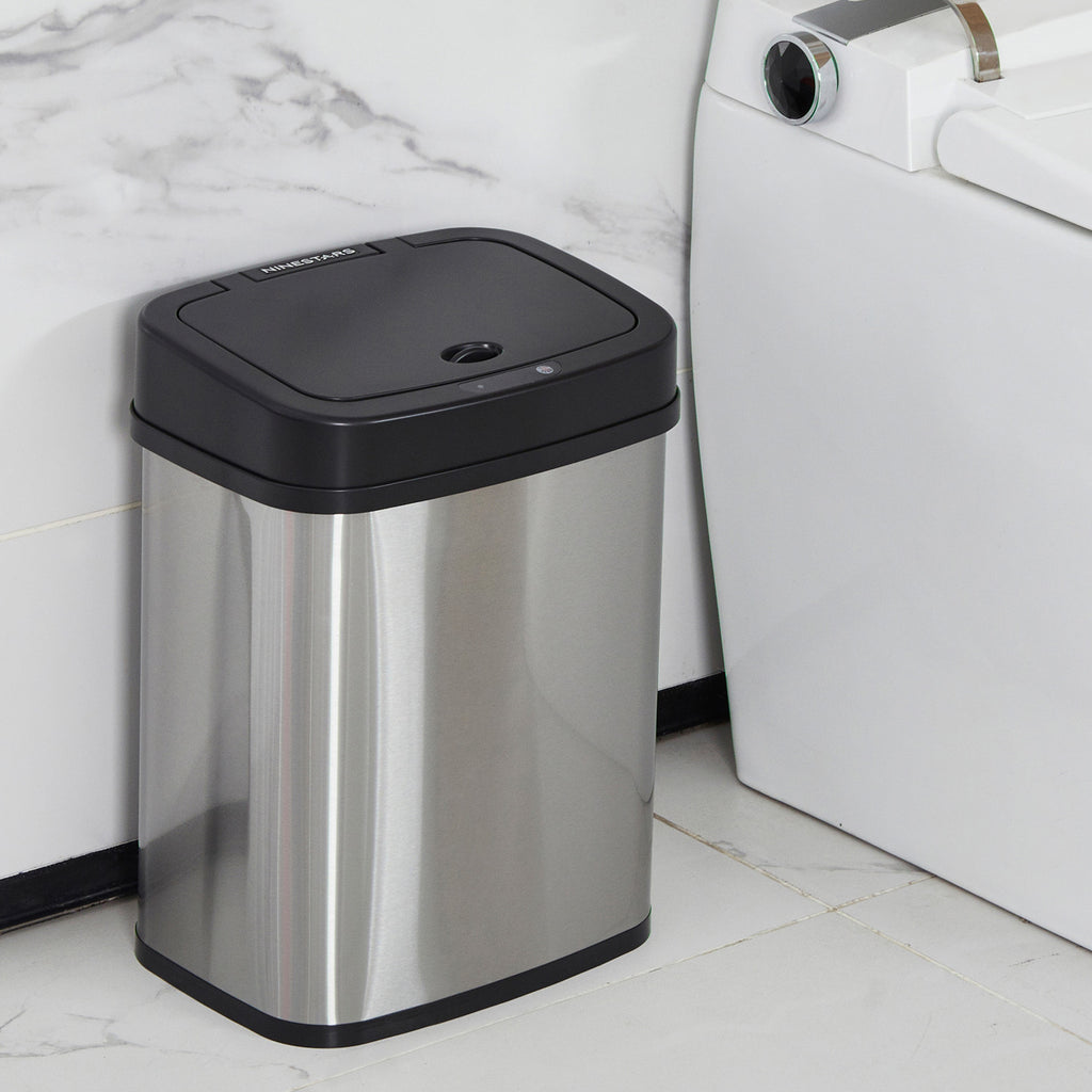 Rectangular Motion Sensor Trash Can 3.2 Gallon, Burgundy/Gold/Grey