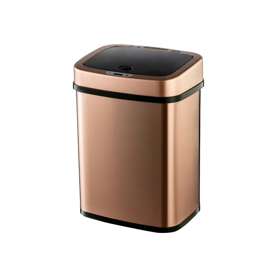 Rectangular Motion Sensor Trash Can 3.2 Gallon, Burgundy/Gold/Grey