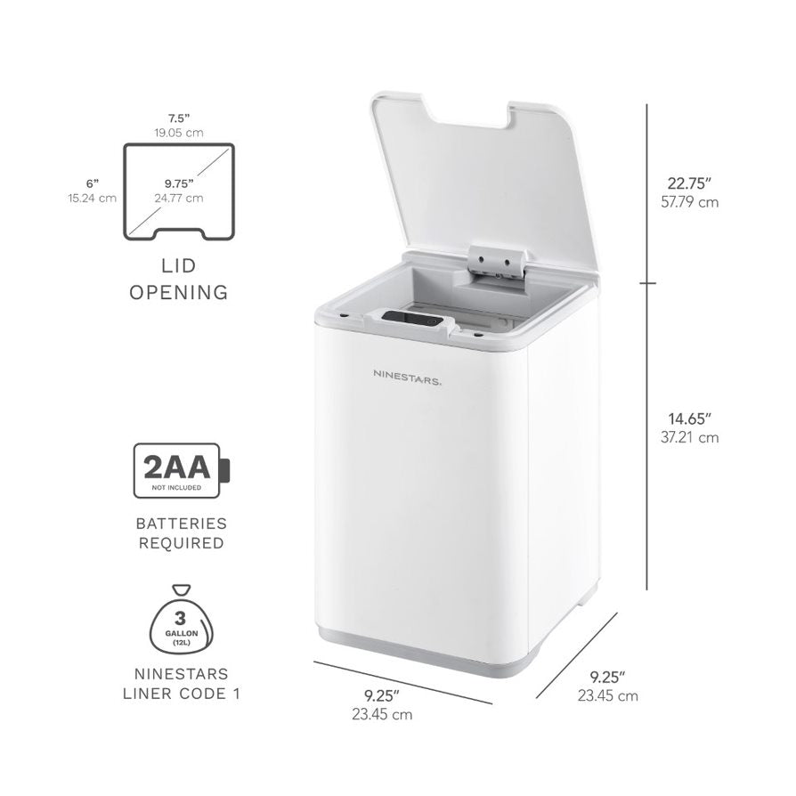 Square Motion Sensor Trash Can 2.6 Gallon