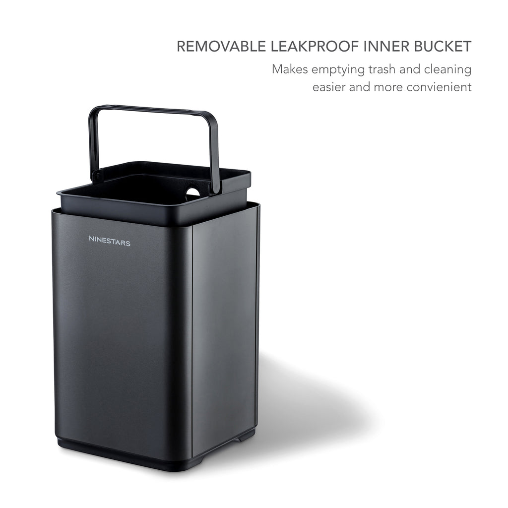 Square Motion Sensor Trash Can 2.6 Gallon, Black