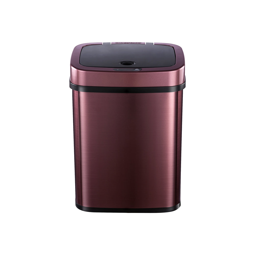 Rectangular Motion Sensor Trash Can 3.2 Gallon, Burgundy/Gold/Grey