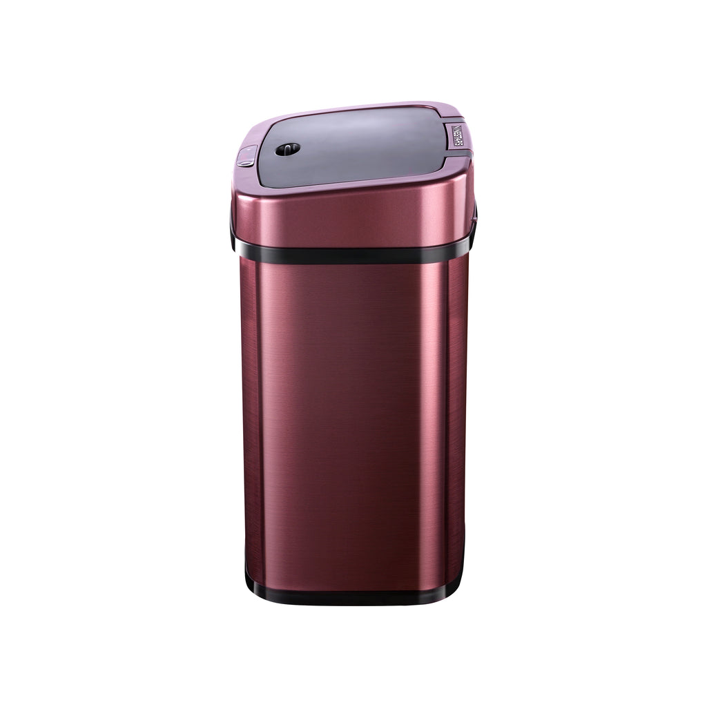 Rectangular Motion Sensor Trash Can 3.2 Gallon, Burgundy/Gold/Grey