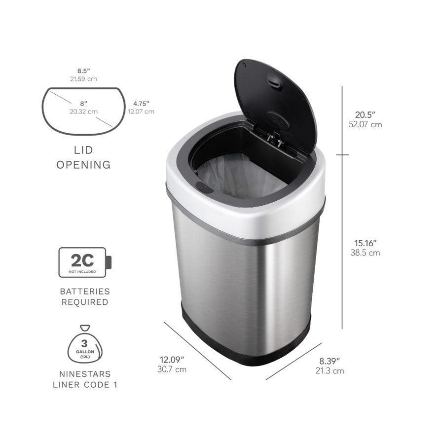 Oval Motion Sensor Trash Can 3.2 Gallon