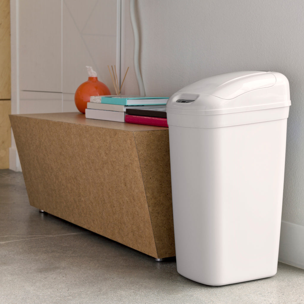 Slim Motion Sensor Trash Can 8.7 Gallon, White