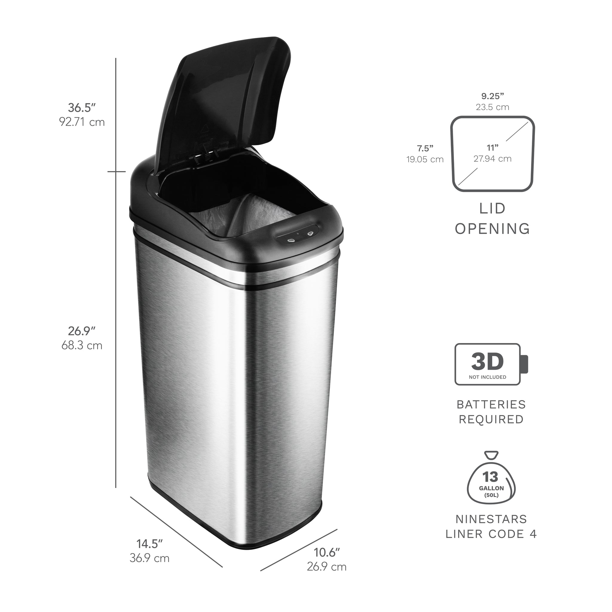 Motion Sensor Trash Can, Kitchen Trash Can 11.1 Gallon