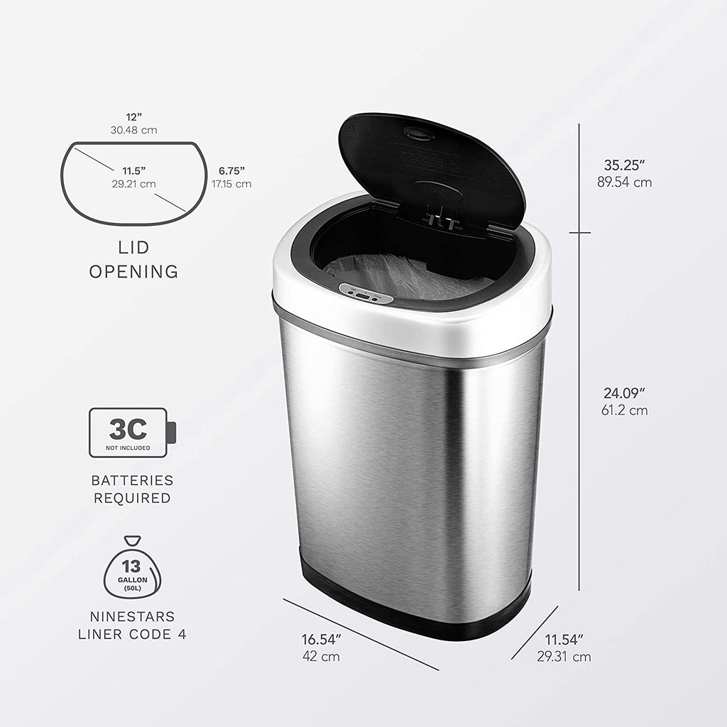 Rectangular Motion Sensor Trash Can 11.09 Gallon