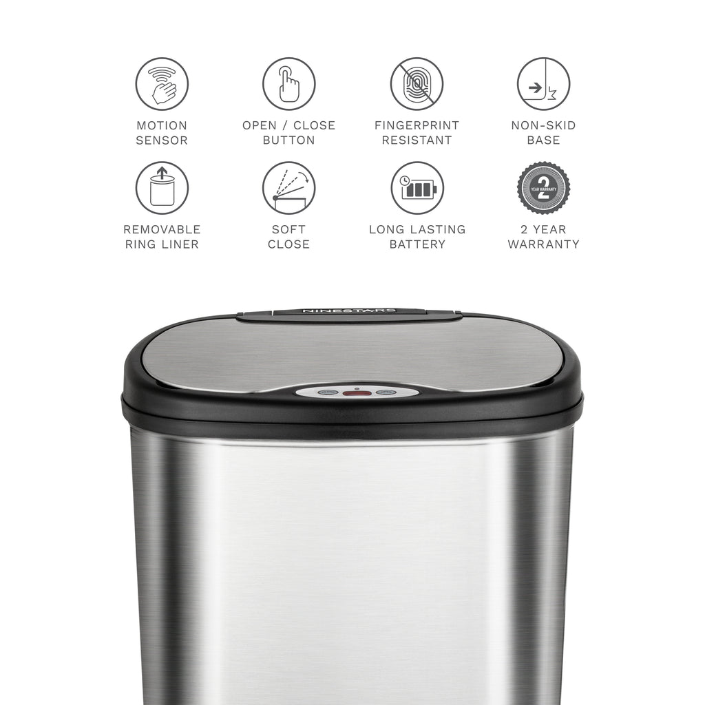 Oval Motion Sensor Trash Can 13.2 Gallon