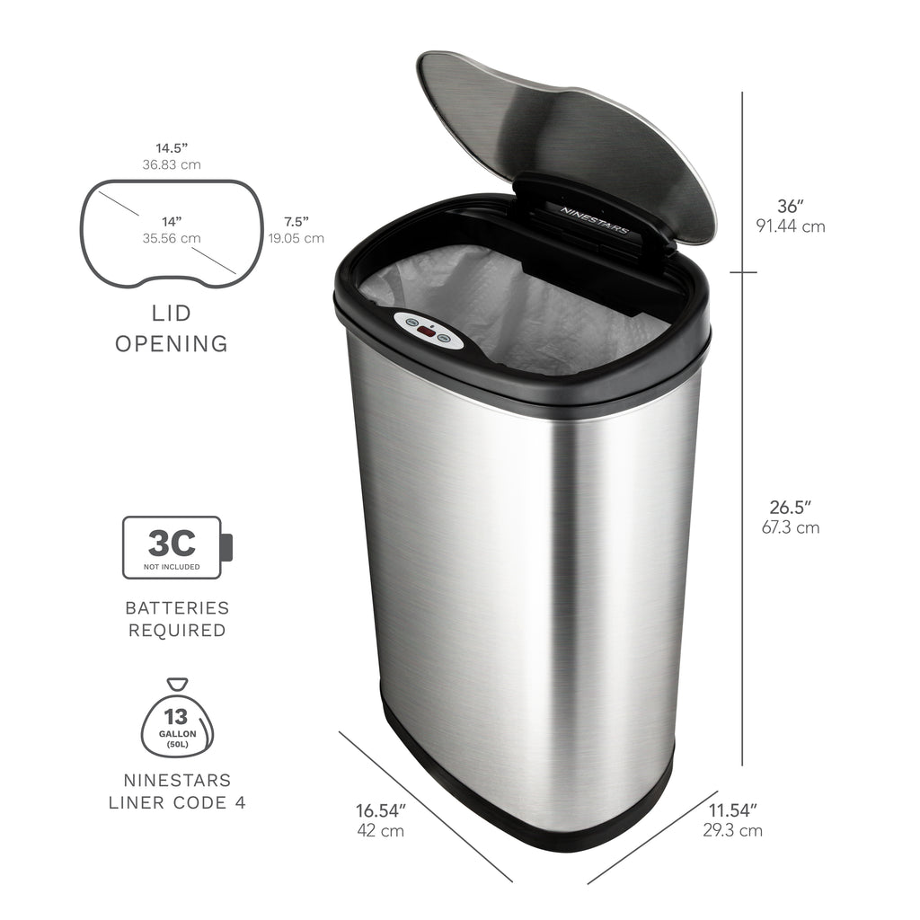 Oval Motion Sensor Trash Can 13.2 Gallon