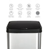 Rectangular Motion Sensor Trash Can 13.2 Gallon, Black