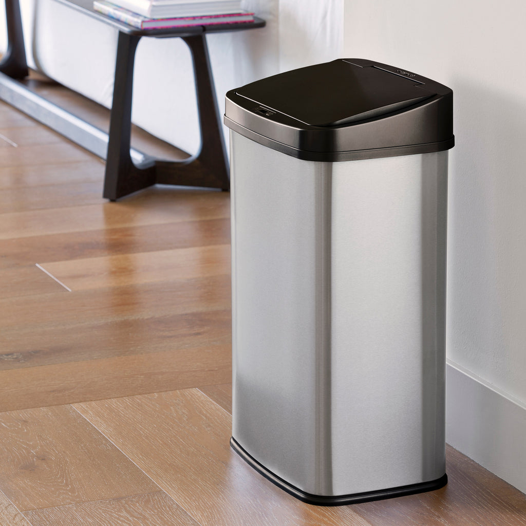 Rectangular Motion Sensor Trash Can 13.2 Gallon, Black/Silver/Grey/Burgundy