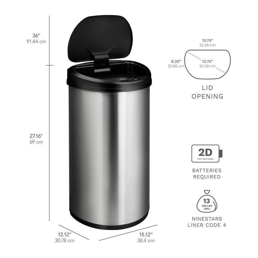 Motion Sensor Trash Can, Kitchen Trash Can 13 Gallon